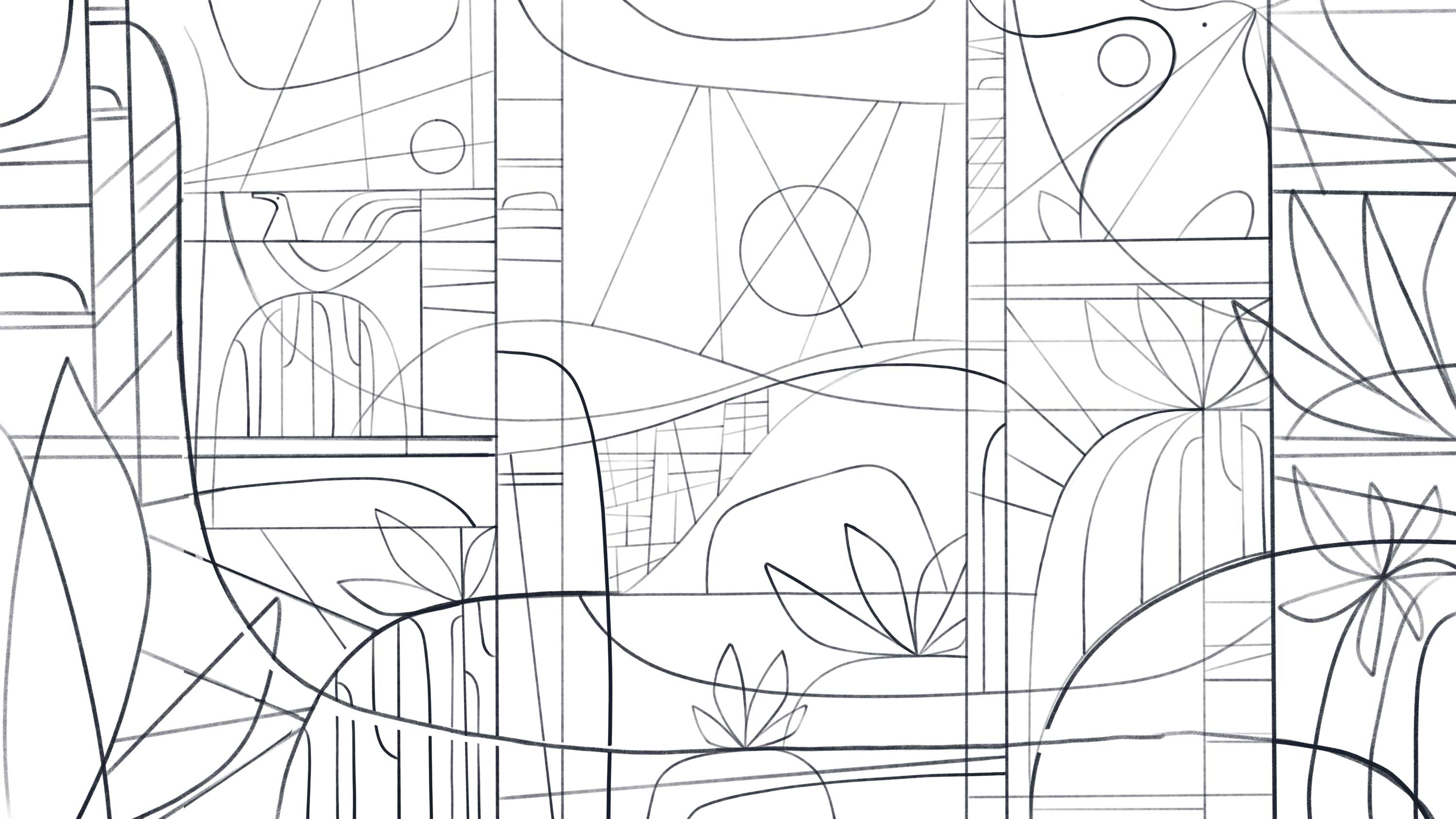 Detail of Buckeye in Bloom utility box art, faceted geometric Sonoran Desert design by Liz Taylor Creative