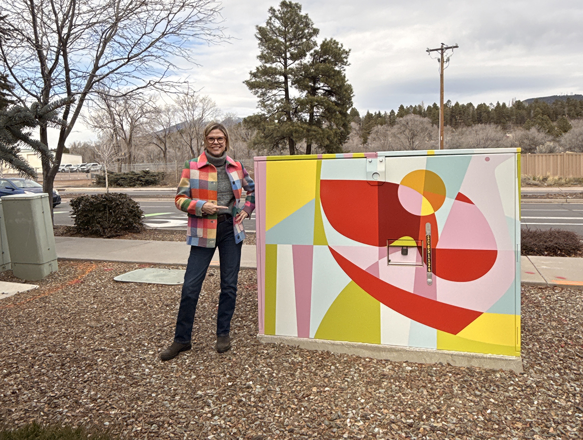Geometric faceted panel from Fragments of Flagstaff showing seasonal Arizona landscape, Flagstaff