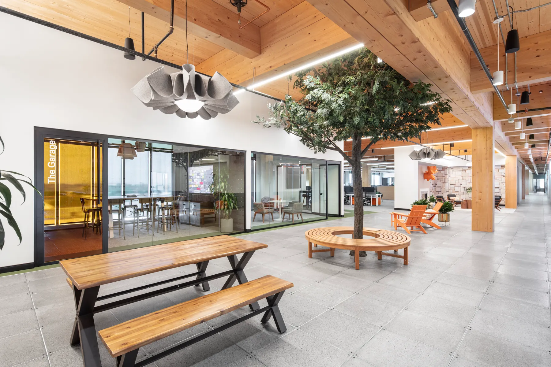 Mid-century inspired workplace environment, Offerpad headquarters, designed by Liz Taylor Creative