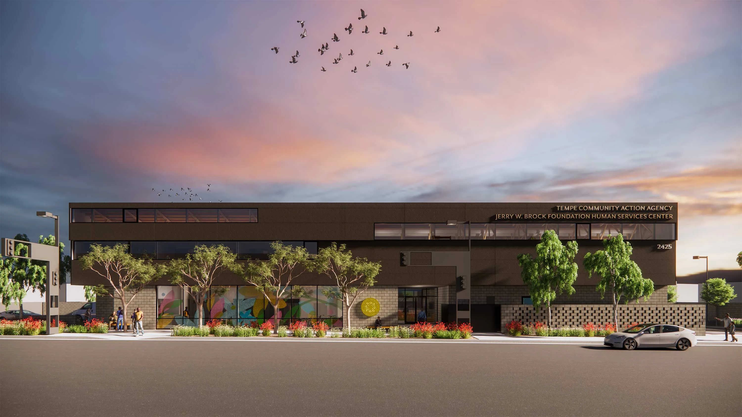 Tempe Community Action Agency building rendering, experiential graphics program by Liz Taylor Creative and RSP Architects