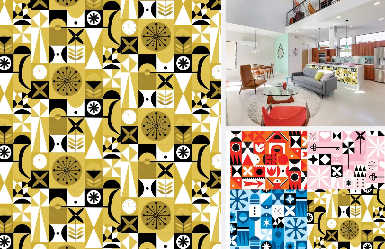 Custom surface pattern for wallcoverings and architectural surfaces, Liz Taylor Creative