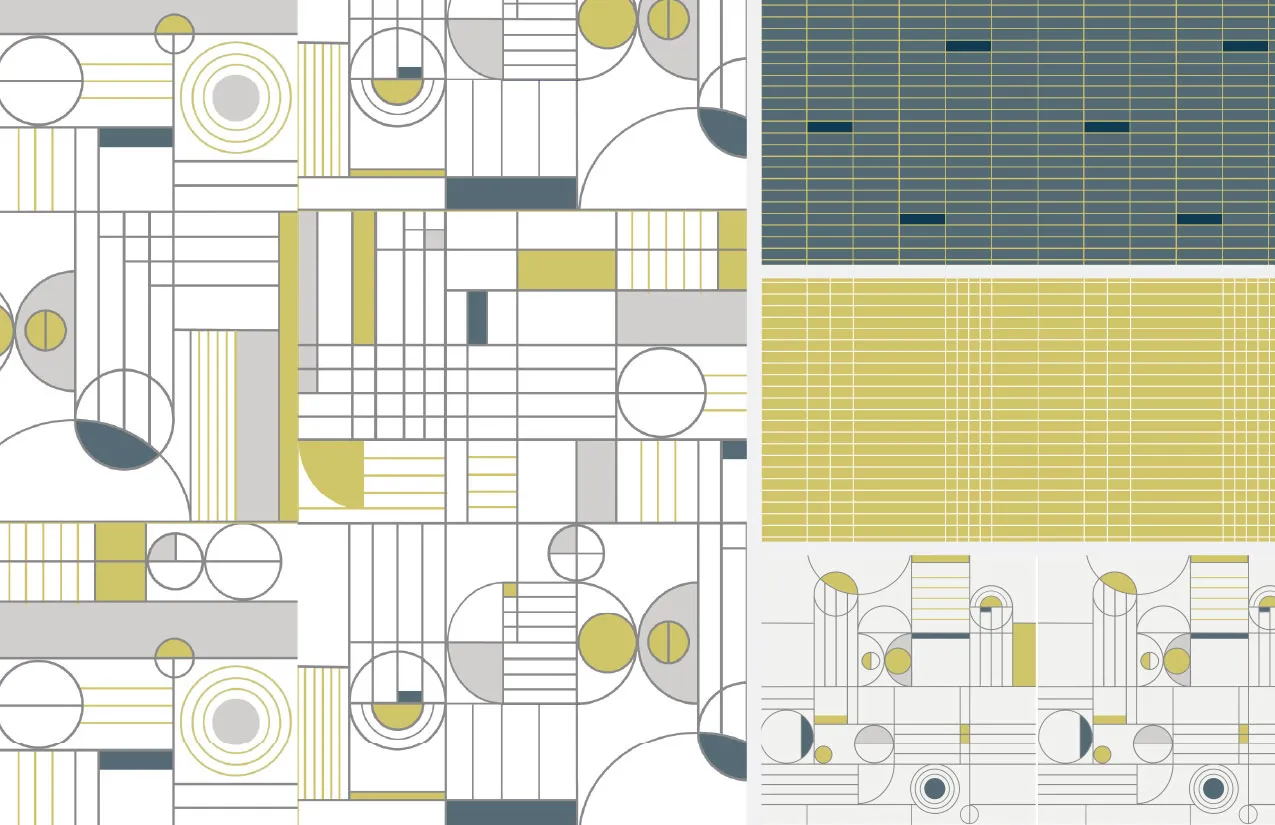 Geometric repeat pattern design for environmental graphics, Liz Taylor Creative
