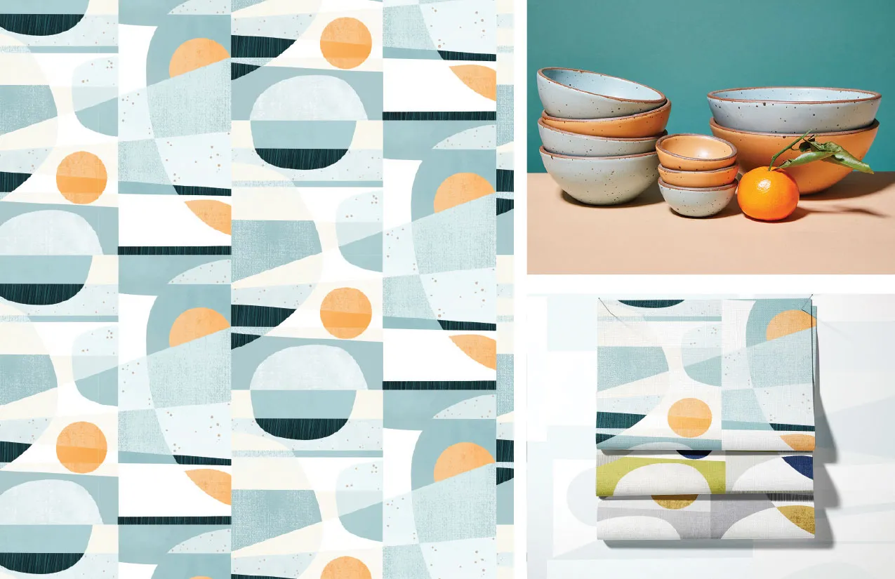 Custom repeat pattern design exploring geometry, Liz Taylor Creative studio