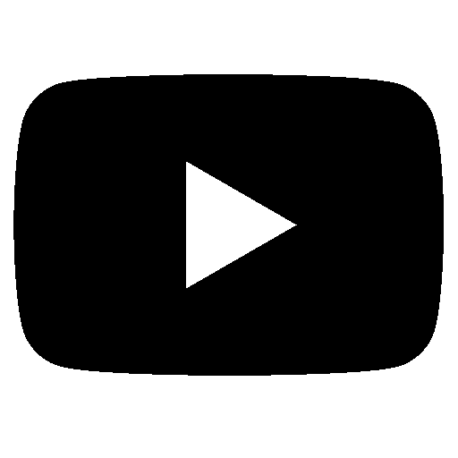 White play button icon on black rounded rectangle background