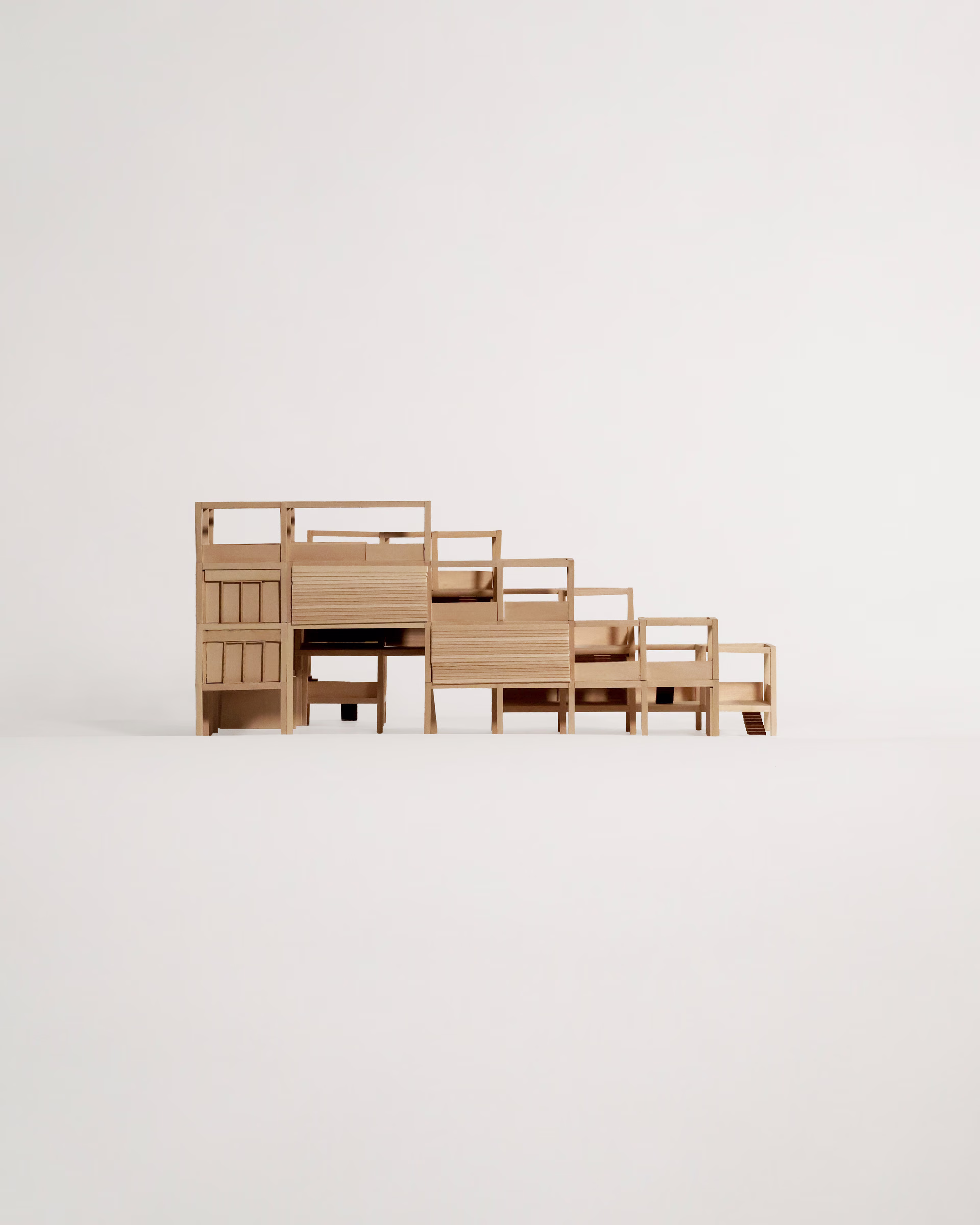 Opposite side elevation of the Cascading Terraces model, showing terraces descending in a series of steps.