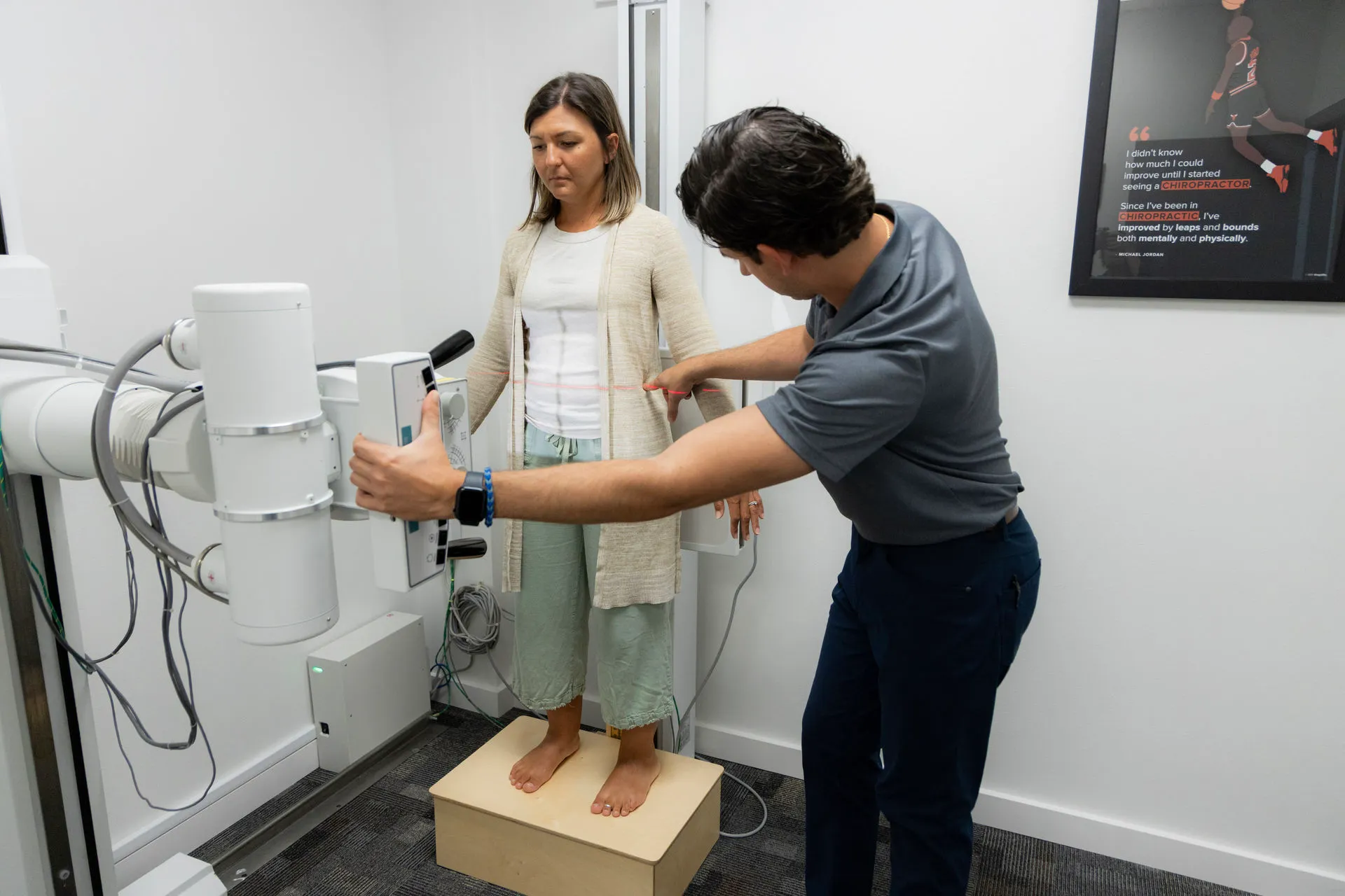 Corrective chiropractic adjustment at Limitless Chiropractic focusing on restoring natural spinal curvature and posture.