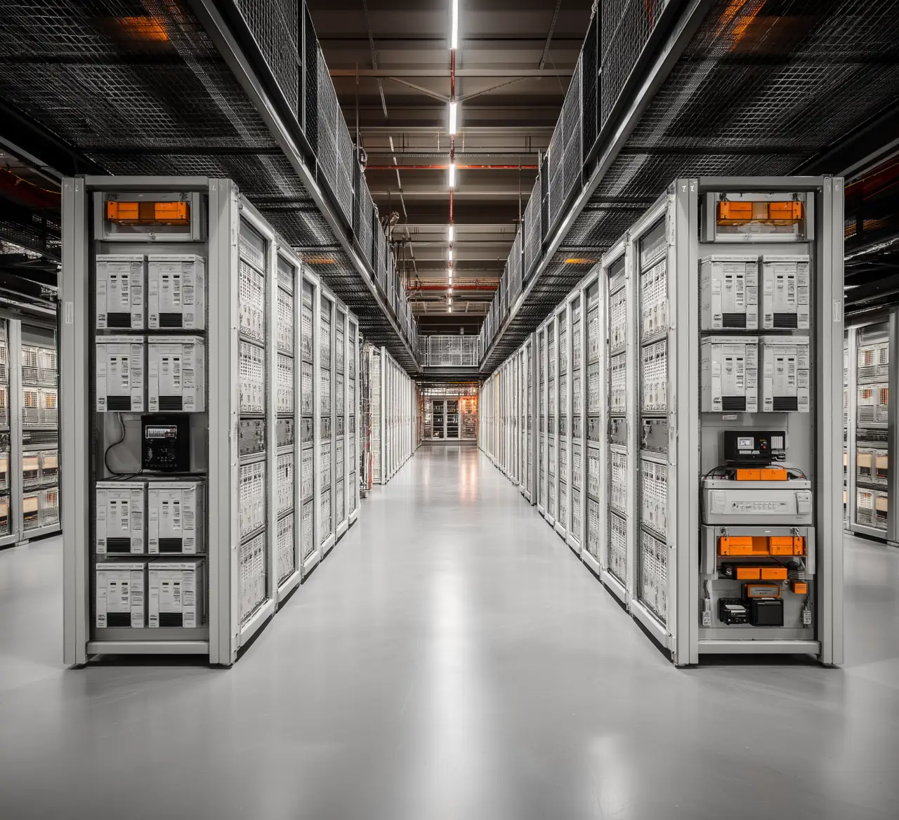 Energy storage containers on a hillside