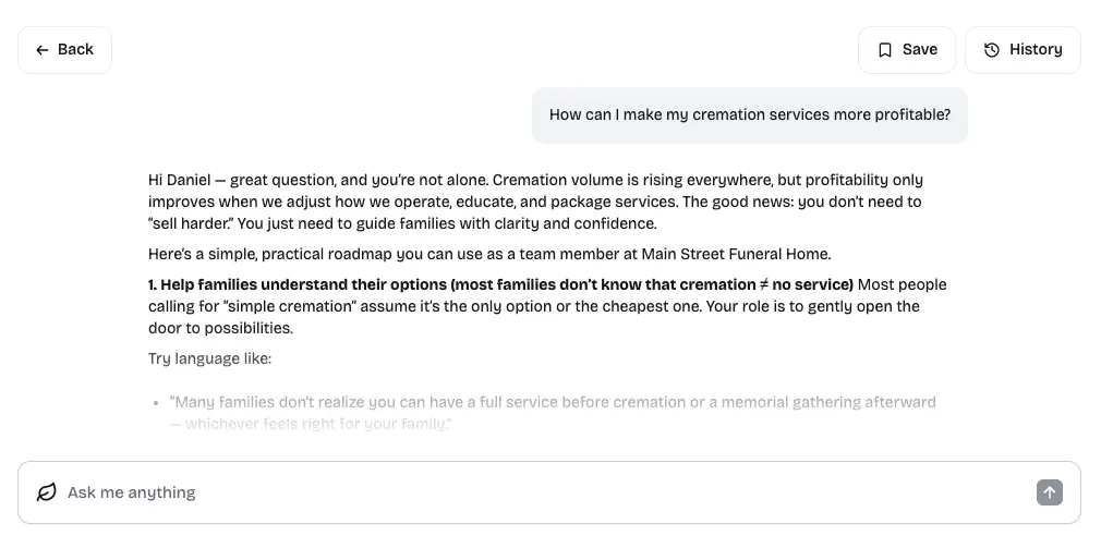 24/7 support for funeral home operations.