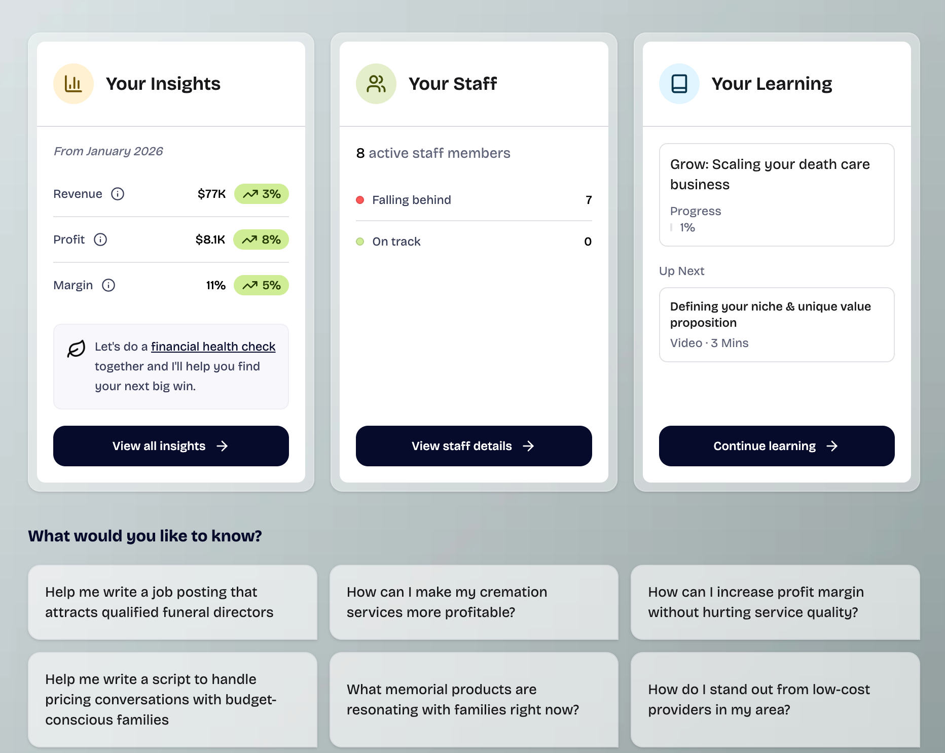 Impart platform home screen