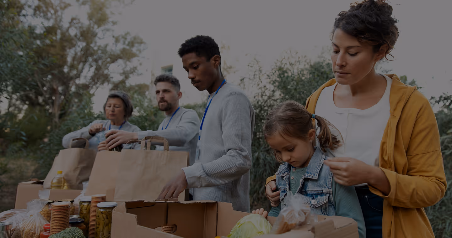 people doing donation for food distribution