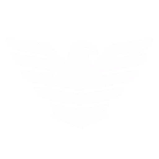 Stylized white eagle emblem with outstretched wings on a transparent background.