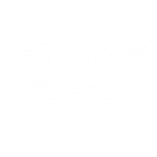 Stylized black and white logo with abstract interlocking shapes forming a symmetrical pattern.