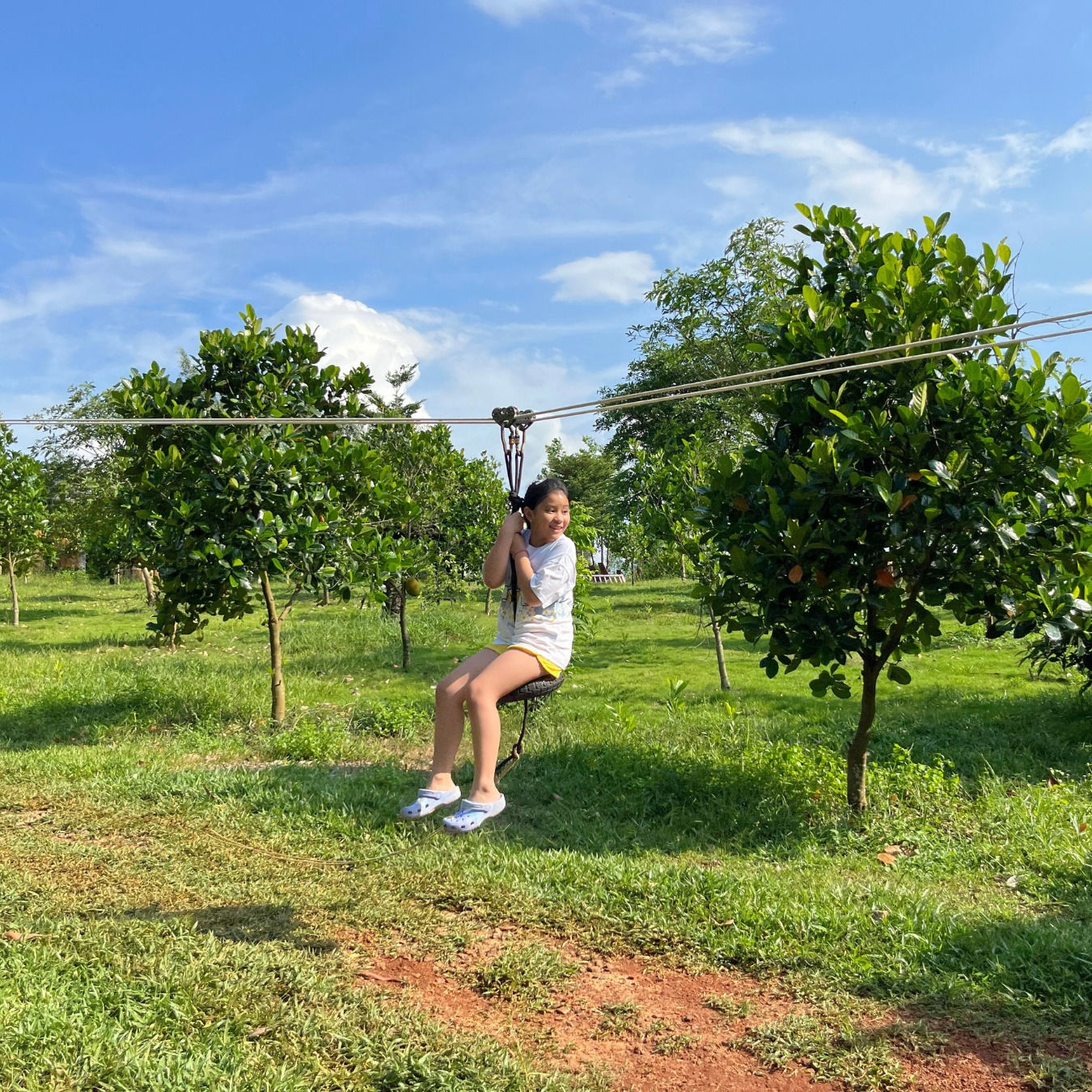  Bé chơi zipline trong khuôn viên Pano – vận động nhẹ nhàng giữa thiên nhiên trong lành