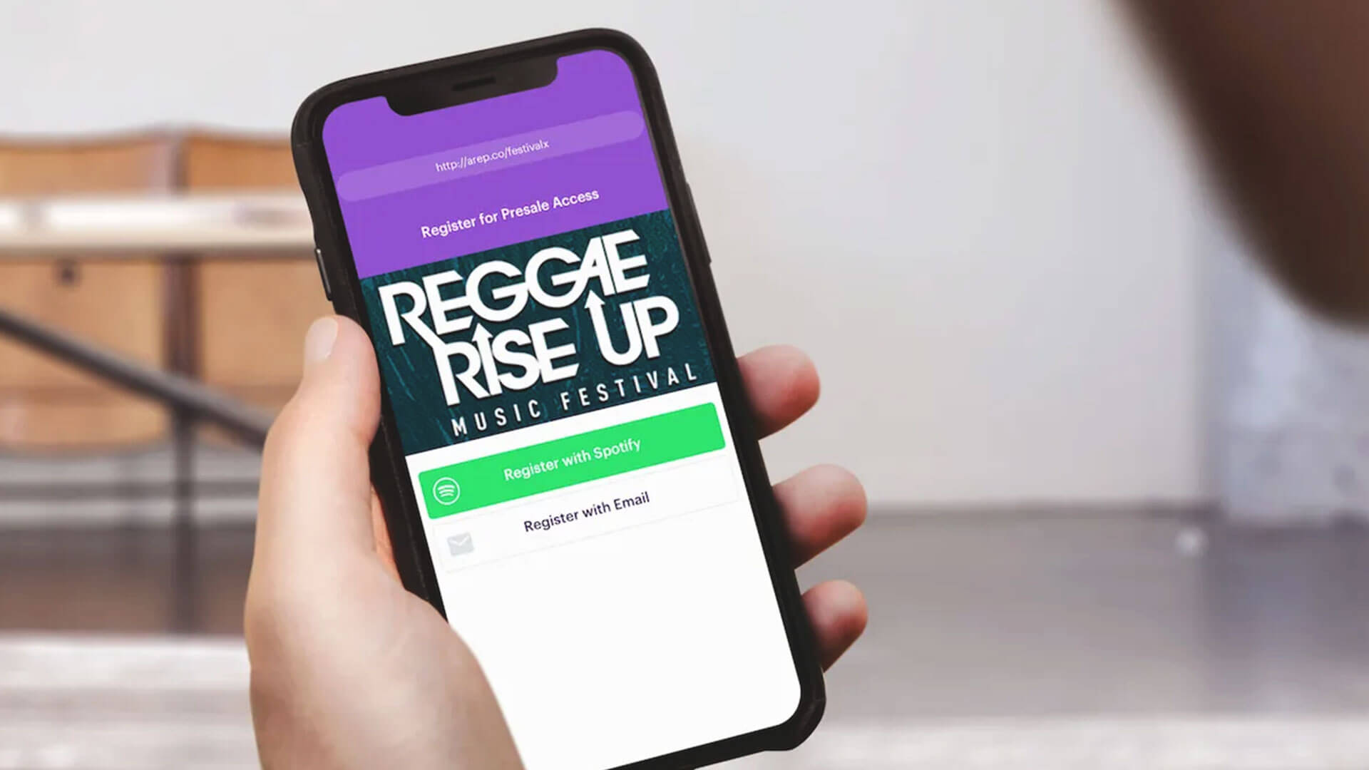 A consumer of one of LNE's festivals registering for presale access