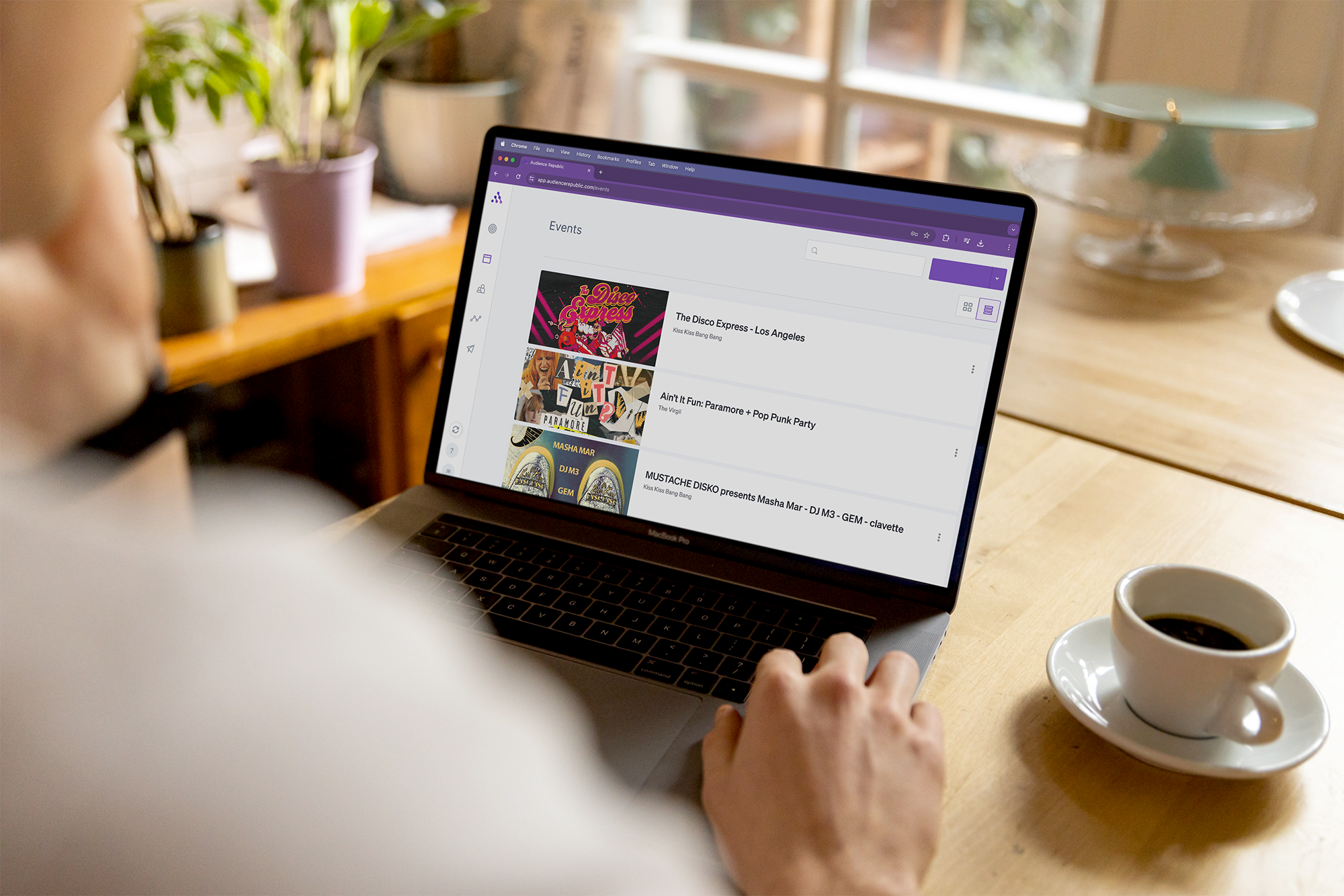 A customer using the events dashboard within Audience Republic