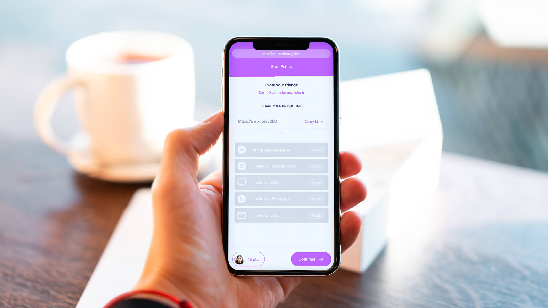 Invite your friends to follow page in situation on a mobile device