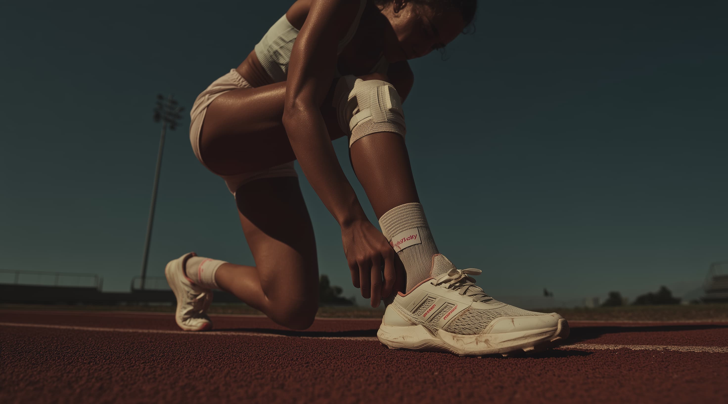 Running shoe on a performance surface for the PeakSpring hydration protocol.