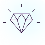 Simple line drawing of a diamond with radiating lines indicating sparkle.