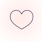 Simple dark outline of a heart shape on a light pink background.