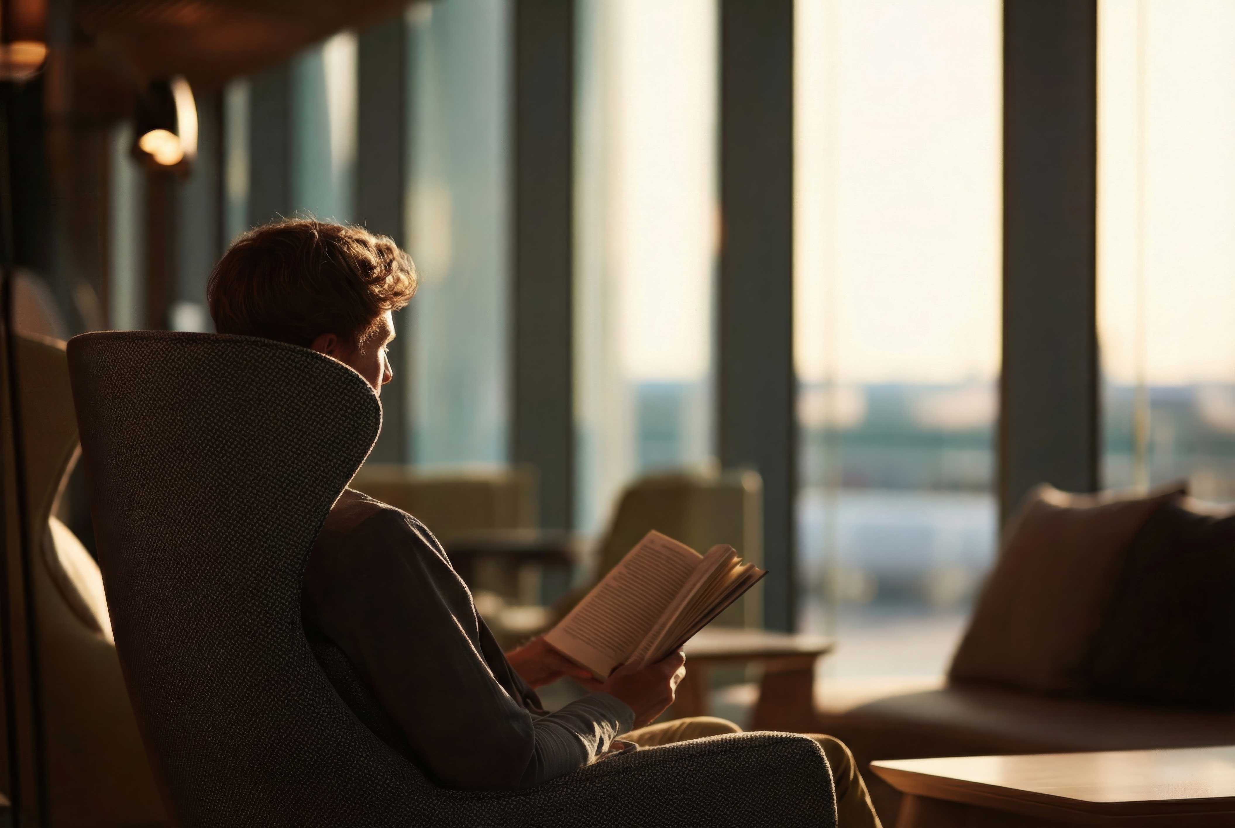 Person reading in a chair