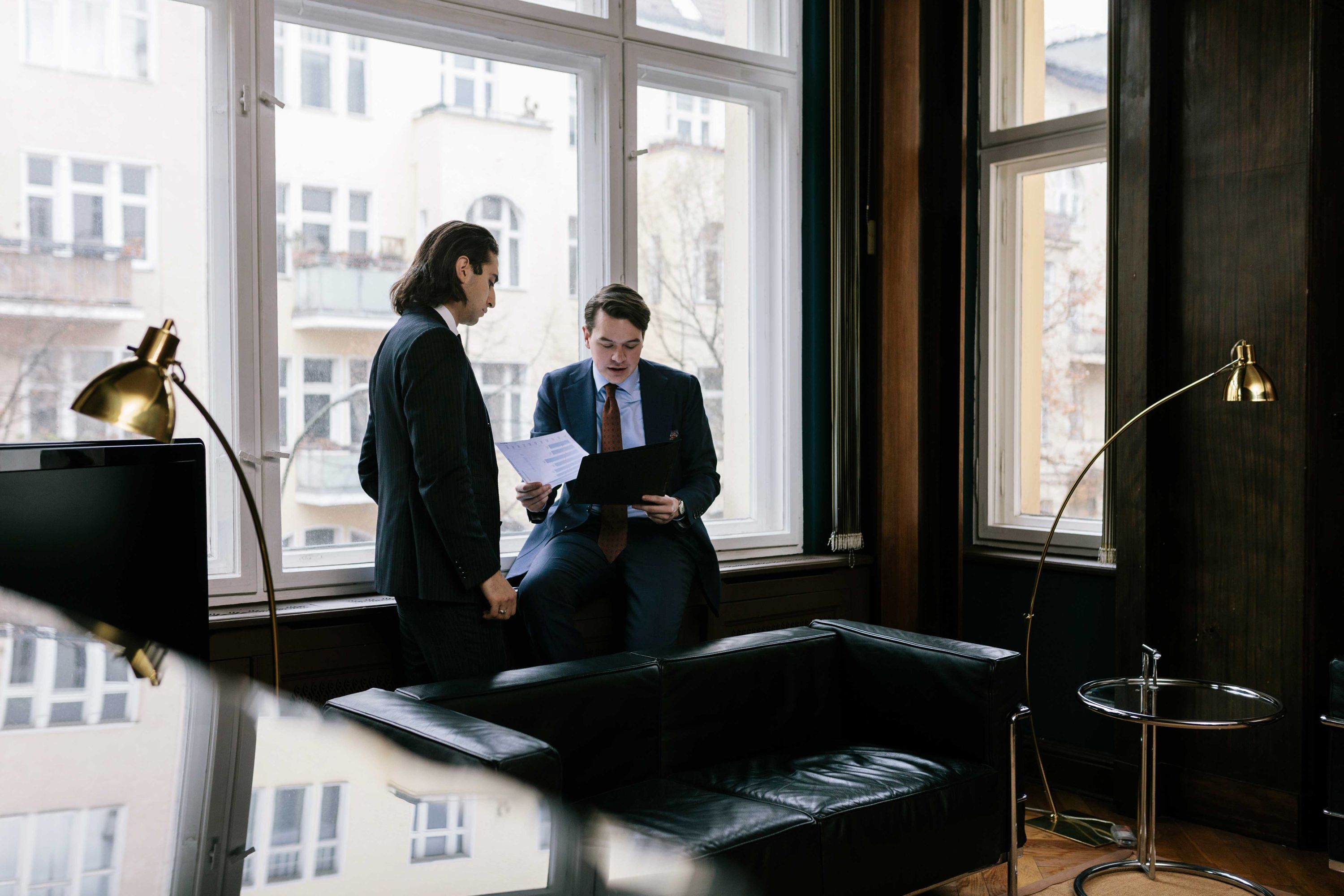 People meeting in a luxury office setting