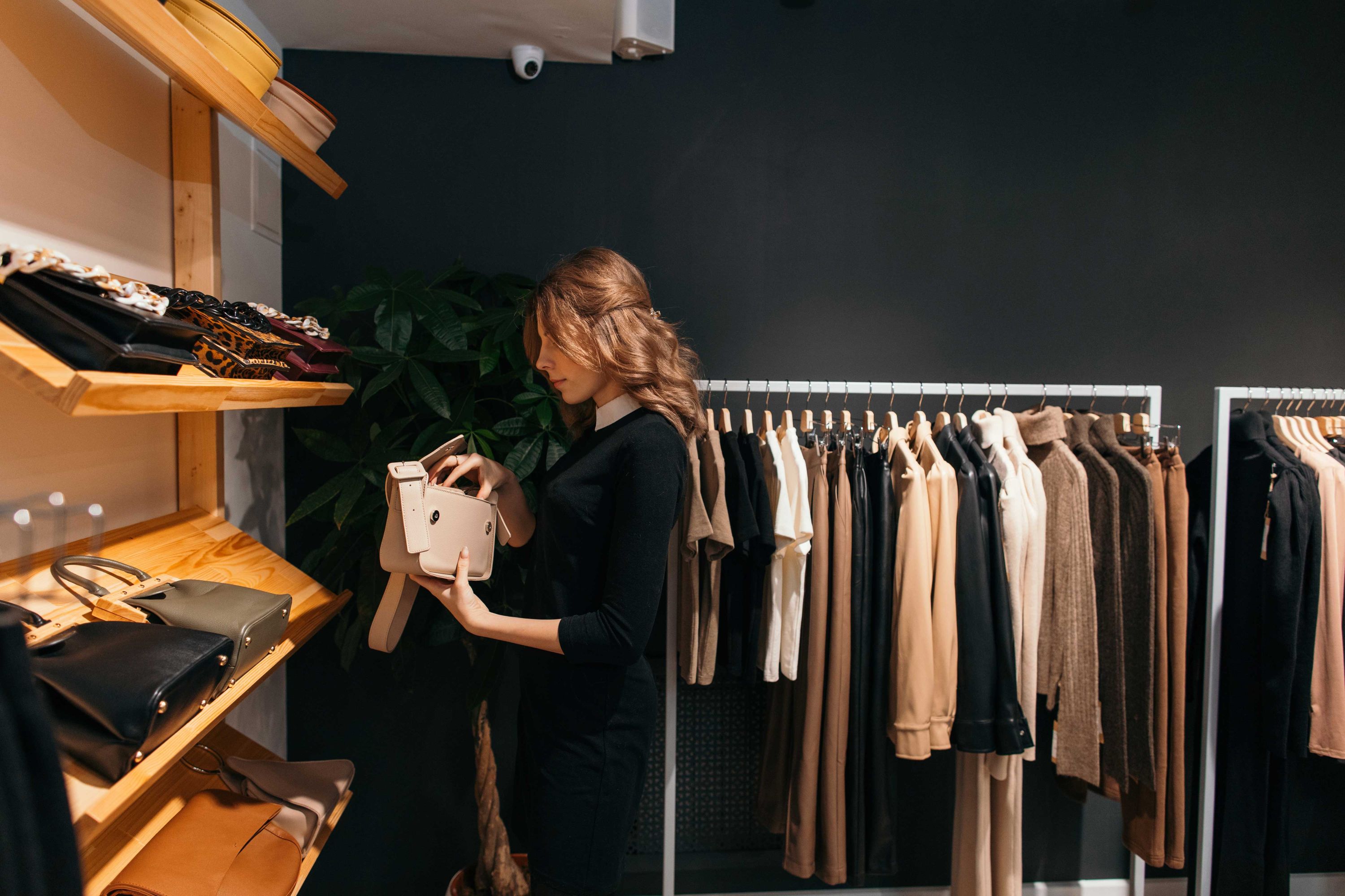 Woman shopping at a high-end shop