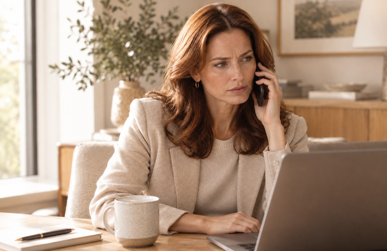 Woman listening to someone call her on her phone