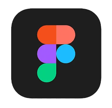 Colorful design shapes forming the Figma app logo on a black rounded square background.
