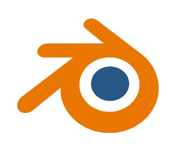 Orange Blender 3D software logo with a blue dot in the center.