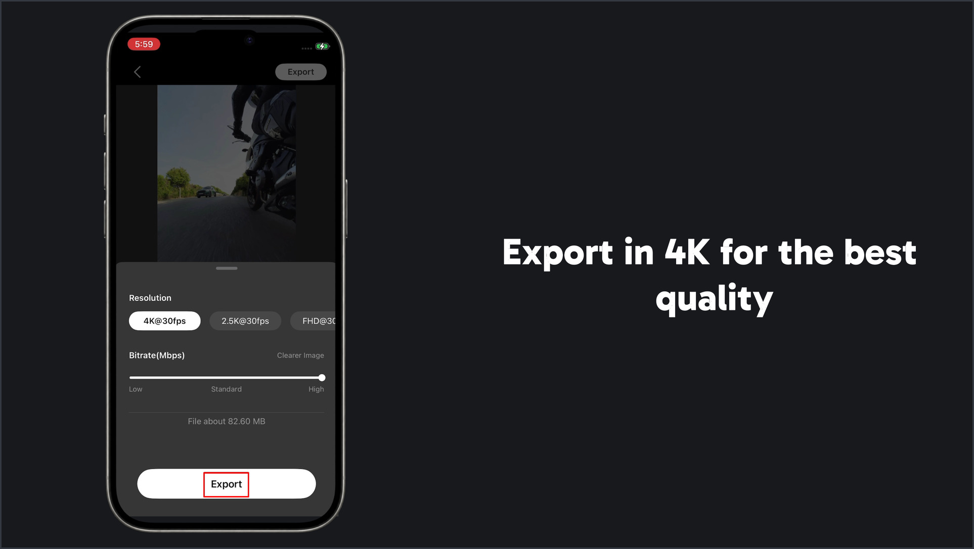 Export a Racing Tiny Planet SmartClip video in 4K