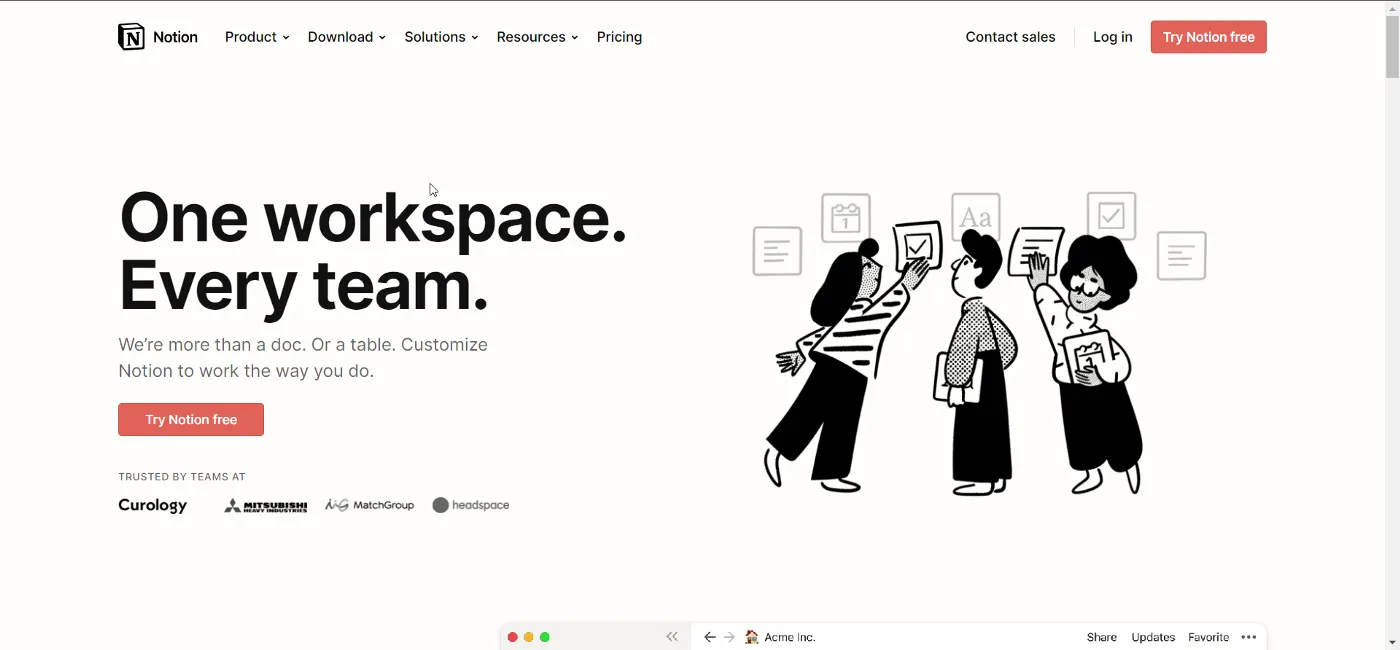 Notion home page photo where team is working to together complete task to meet deadline for their project
