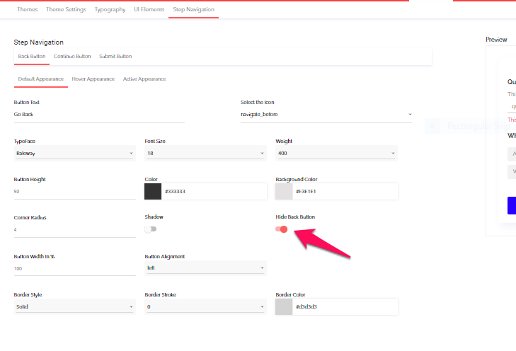 Hide back button toggle