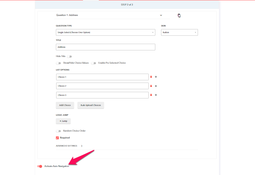 Auto navigation toggle
