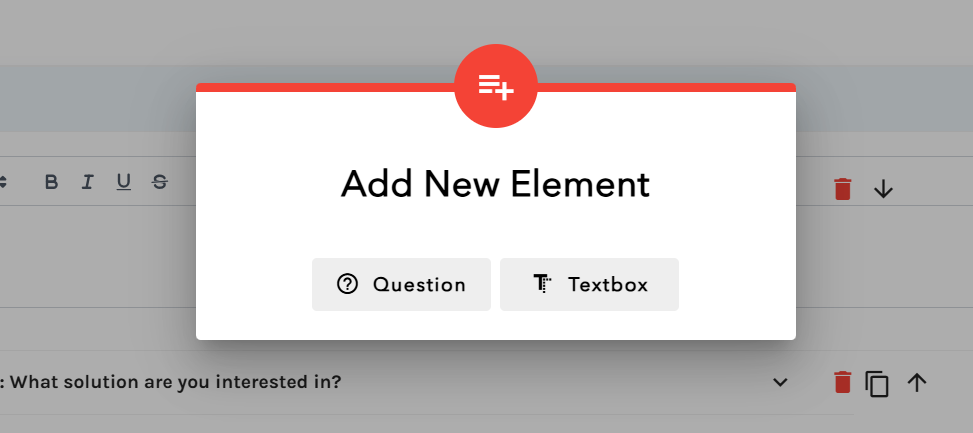 Click on the orange icon and select “Question”