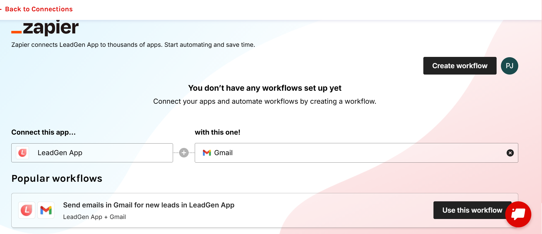 Select LeadGen App as your trigger app