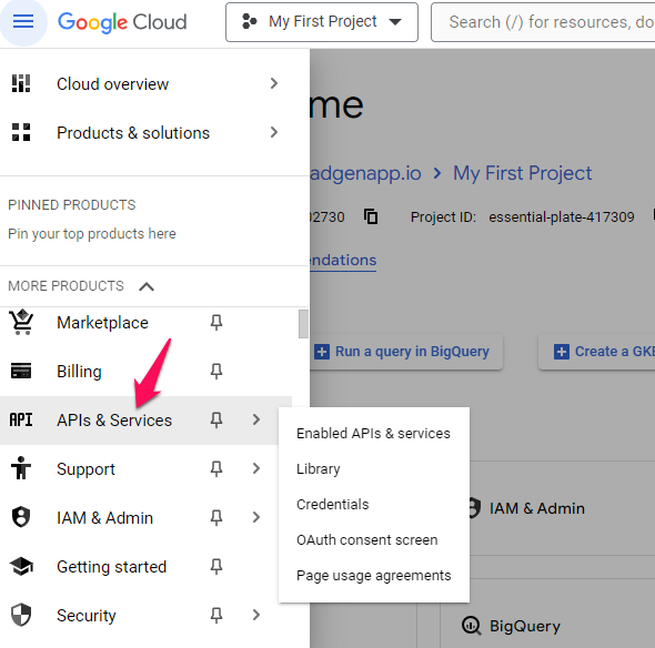 Enable APIs and services