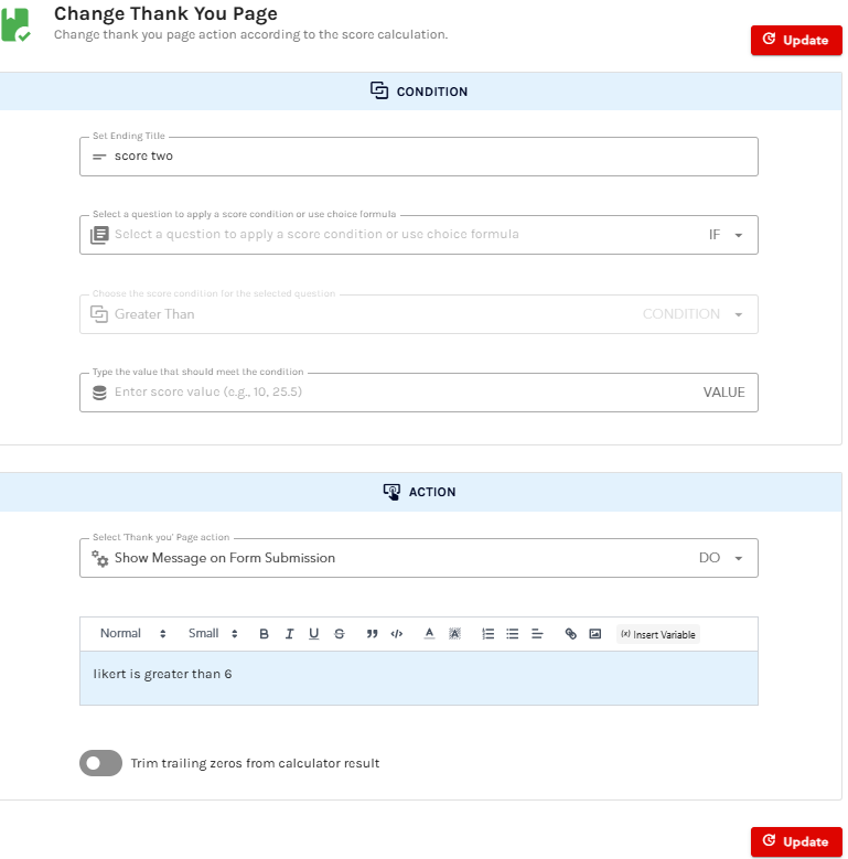 Filling up the conditions