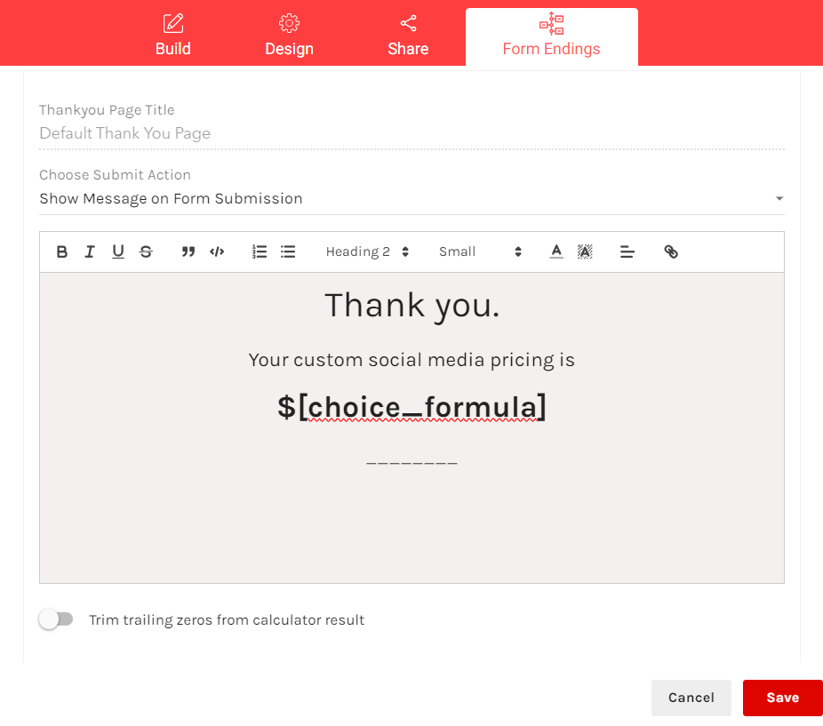 It can be added anywhere in the text using the syntax “$[choice_formula].