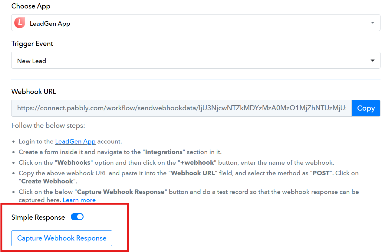 Capture Webhook Response