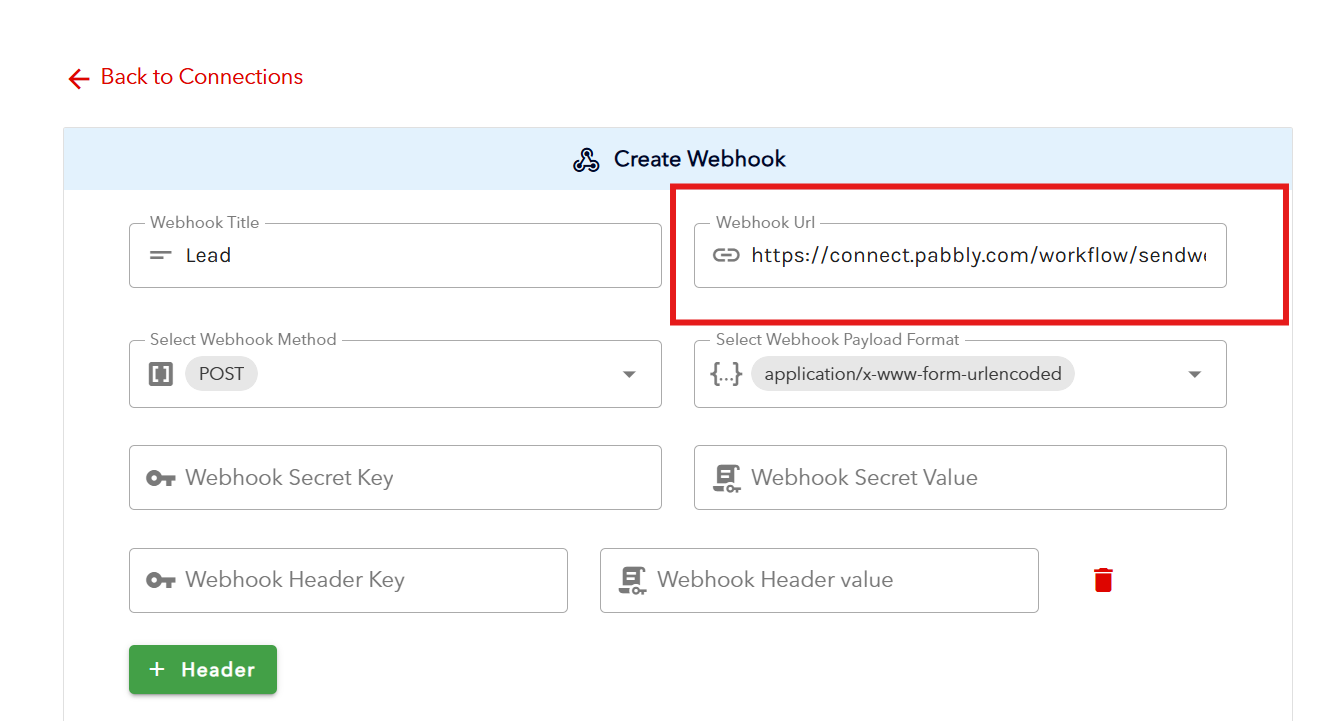 Paste the Pabbly Webhook URL you copied earlier