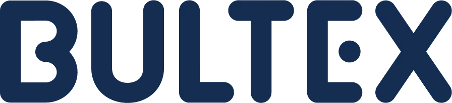 Logo de Bultex en lettres majuscules bleues foncées.