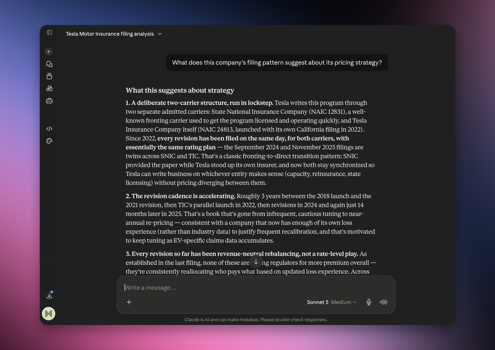 The serff.ai platform showing an extraction summary for a filing, with overview, viability and a list of extracted source files