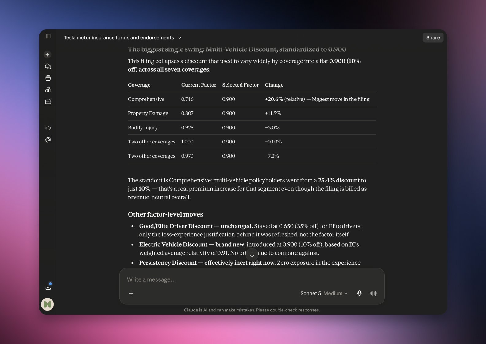 The serff.ai platform showing an extraction summary for a filing, with overview, viability and a list of extracted source files