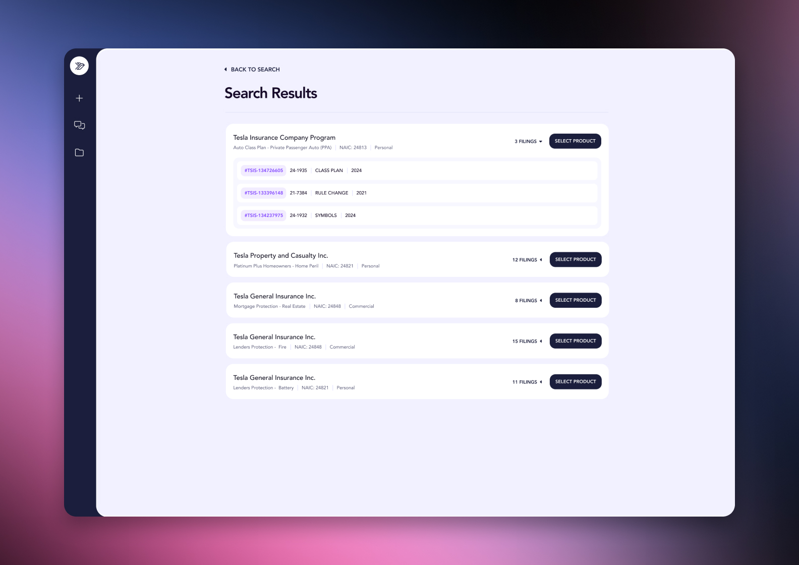 The serff.ai platform showing an extraction summary for a filing, with overview, viability and a list of extracted source files