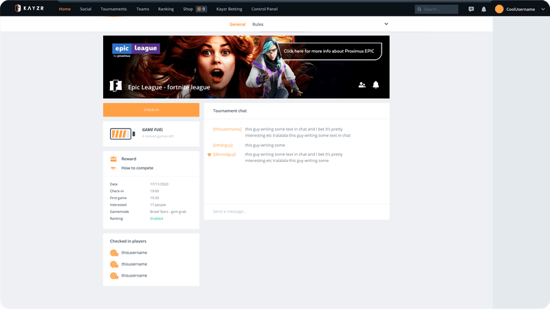 Proximus branded tournament league