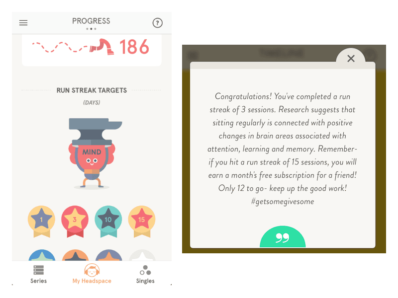 reward system gamification examples headspace