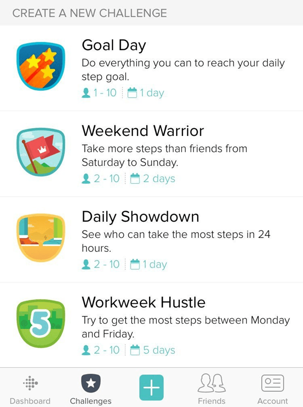 Fitbit app challenge screen