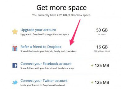 Dropbox gamification referral program example