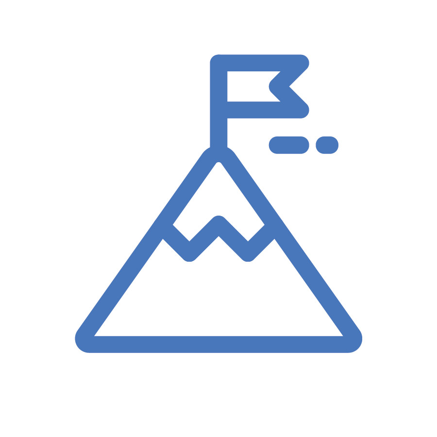 a vector icon depicting a flag on top of a mountain
