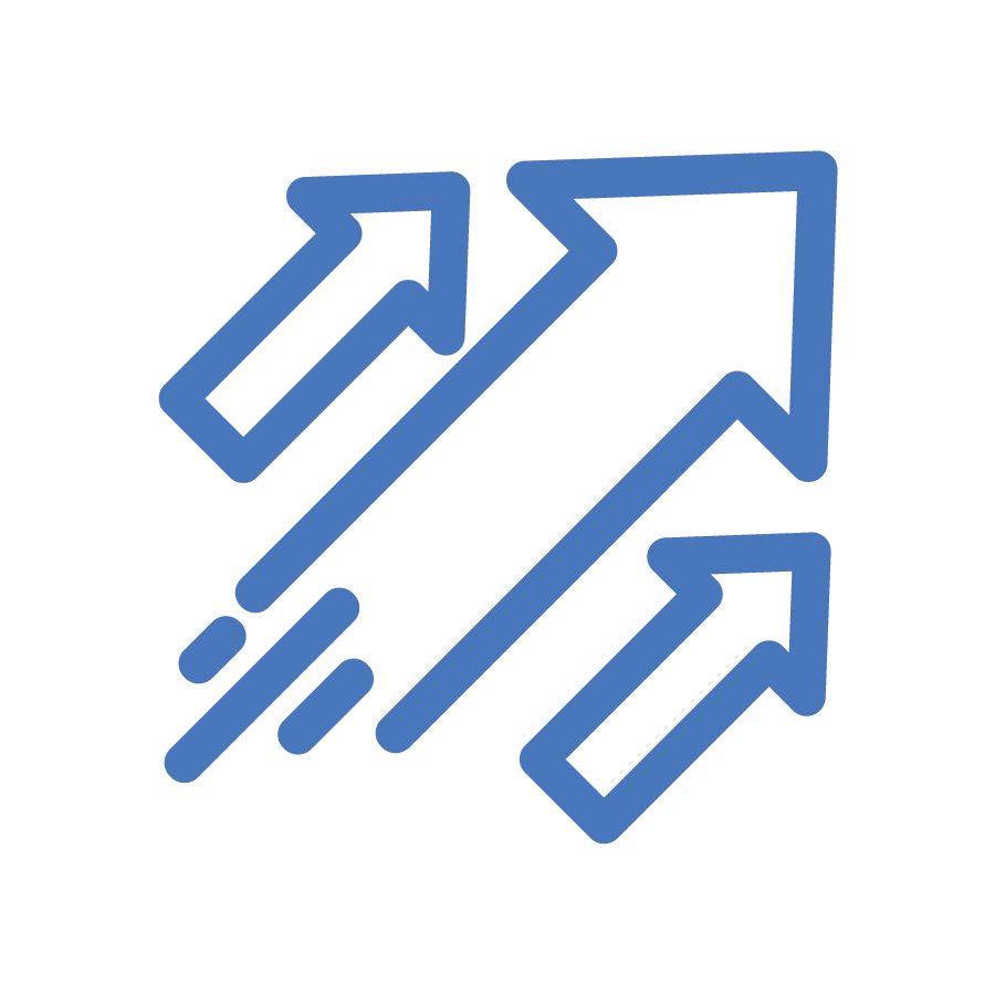 a blue icon depicting bidirectional arrows